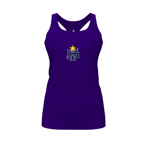 [FT0TRBPP-FYS-LOGO1] Decker Racerback Tank Top (Female Youth S, Purple, Logo 1)