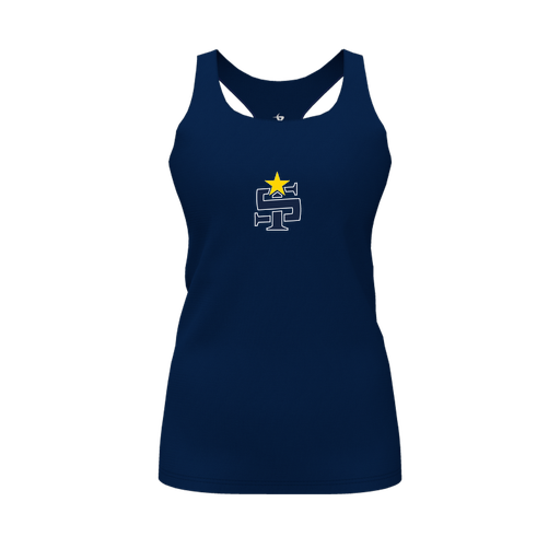 [CUS-DFW-RCBK-PER-NVY-FYS-LOGO1] Racerback Tank Top (Female Youth S, Navy, Logo 1)
