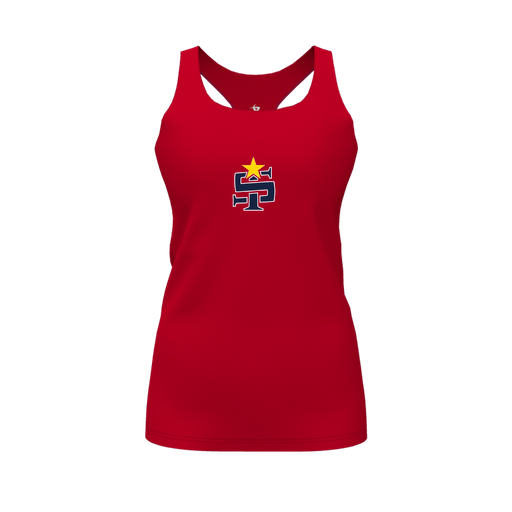[CUS-DFW-RCBK-PER-RED-FYS-LOGO1] Racerback Tank Top (Female Youth S, Red, Logo 1)