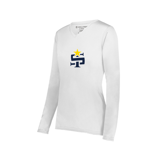 [222824.005.S-LOGO1] Ladies LS Smooth Sport Shirt (Female Adult S, White, Logo 1)