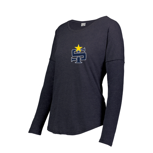 [FTLCUBNV-FAXS-LOGO1] Decker Women's Tri-Blend T-Shirt - Long Sleeve (Female Adult XS, Navy, Logo 1)